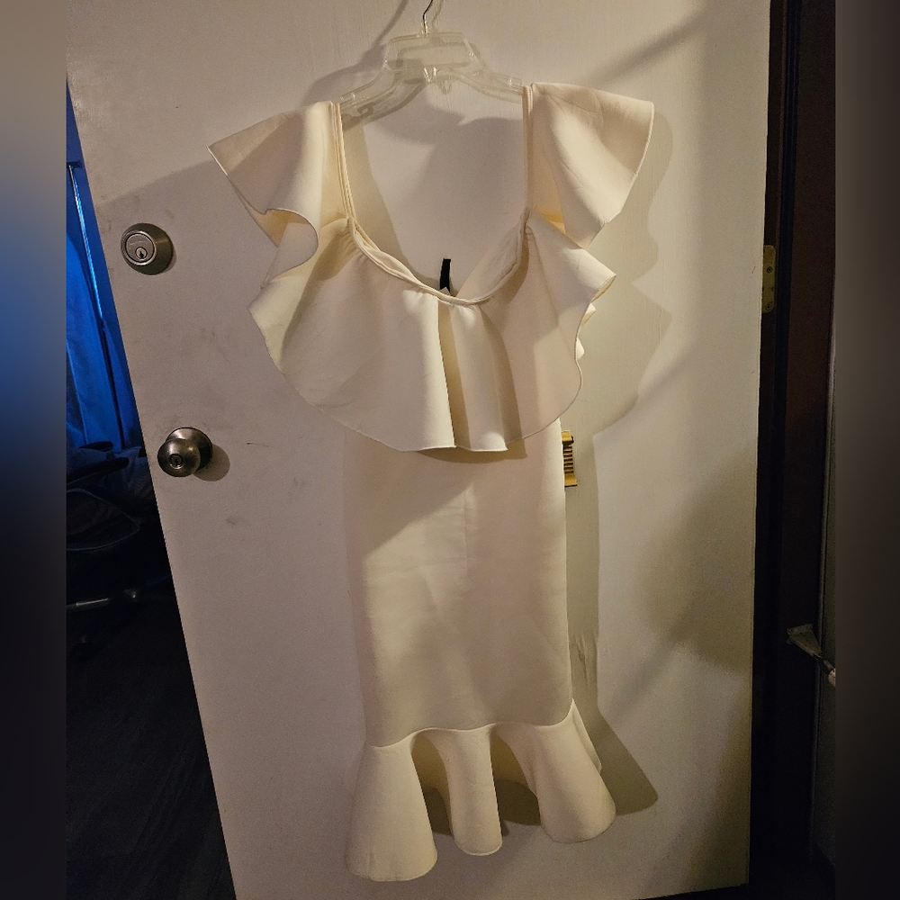 Elegant Cream Ruffle Dress